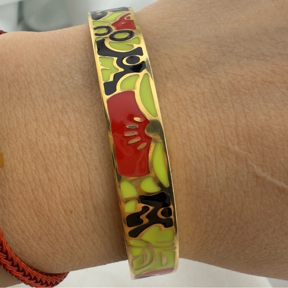 Colorful Enamel Bangle Bracelet - Picture 4 of 8
